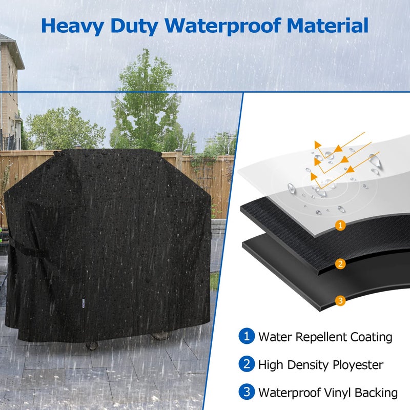 SunPatio 58 Inch Outdoor Grill Cover, Compatible for Weber Genesis II, Genesis 300 and II LX 300 Series Gas Grills, Heavy Duty Waterproof Barbecue Cover, Compared to Weber 7130, 58"W x 25"D x 44.5"H - Image 5